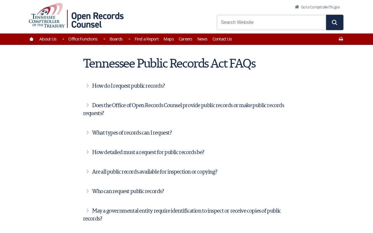 Weakley County booking record request guidance from Tennessee open records counsel